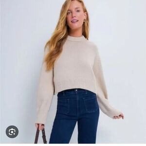 Tuckernuck Aiden Crewneck Cropped Sweater In Tan/Beige Color Size Large